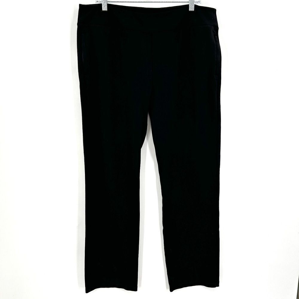 BETABRAND Black Straight Leg Stretch Pull On Office Trouser Pants Size 2XL